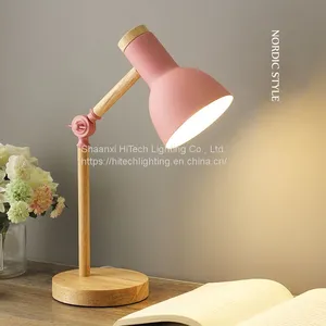 Creative Nordic Wooden Art Iron LED Folding Simple Desk Lamp Eye Protection Reading Table Lamp thumbnail-1