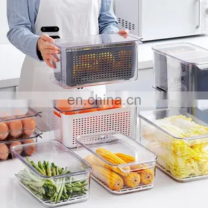 Amazon Hot Fridge Organizers Set Storage Clear Box Bins Bpa Free PET Plastic Food Container Kitchen Storage Organizer With Lid thumbnail-1