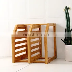 Bamboo Storage Racks High Quality Minimalist Multifunction Bamboo Dish Storage Holder thumbnail-3