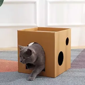 Custom Logo Cardboard Cat Corrugated Paper House Cat House and Scratcher Cat Scratching Board Kitten Paper Cattery thumbnail-5