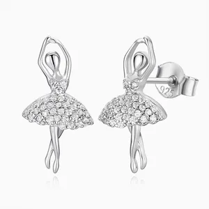 Shining Star Jewelry Dancing Girl Sterling Silver Stud Earrings Jewelry Women thumbnail-4
