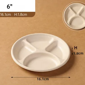 Sugarcane Bagasse Compartment Plate Wholesale, OEM Custom Service, Molded Fiber Divided Plate With After-Sales Support thumbnail-5
