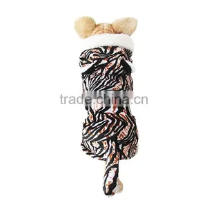 Black and White Dog Tiger Clothes With Warp-knitted Velvet Fit for Spring Autumn and Winter thumbnail-6