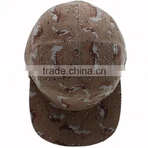 100% Arcylic Flat Brim 5 Panel Camo Military Snapback Cap Wholesale thumbnail-5