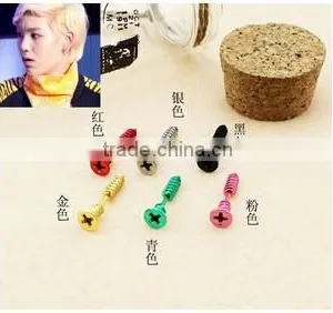 Gold Color Single Fashion Unisex Fine Stainless Steel Whole Screw Stud Earrings For Men Women Novelty Item thumbnail-1