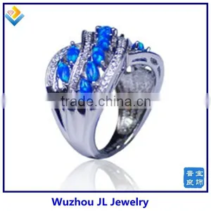 925 Sterling Silver Marquise Shape Royal Blue Opal Rings thumbnail-1