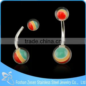 BR01894 Factory Wholesale OEM Nickel Free Resin Ball Custom Belly Button Rings thumbnail-1