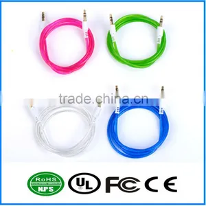 AUX Cable Gold Plated Fluorescent Multicolor Audio I/O Wire Stereo Panel Mount Cable for PC, Car Audio, Audio Equipment thumbnail-1