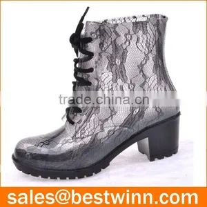 2016 Lady High Heel Rain Boots With Lace thumbnail-1