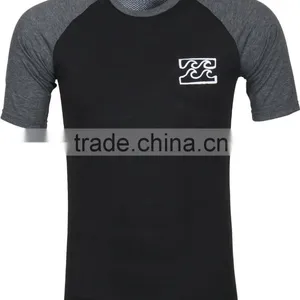 92% Polyester 8% Spandex (Lycra) Short Sleeves Black Compression Shirt / Rash Guard With Grey Sleeves thumbnail-1