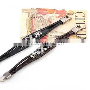 >>hot Selling Wholesale Beaded DIY Leather Bracelet With X Letter / thumbnail-2