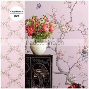 2016 Printing Special Effect Wallpaper, Pastoral Butterfly Wall Decal for Home Decorative , Art Wall Covering Wholesaler thumbnail-1