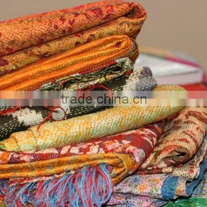 Handmade Scarve Shawl Reversible Silk Kantha Shawl thumbnail-1