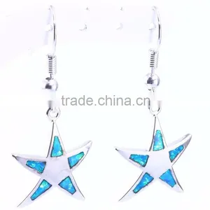 Wholesale 925 Sterling Silver Blue Opal Starfish Earrings thumbnail-1