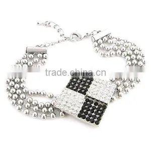 Bracelet BL-00043,Black and White Full Drilling Multi-chain Bracelet thumbnail-1