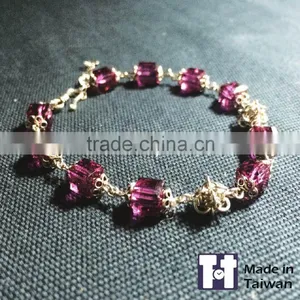 Customized Fashion Pink 925 Sterling Silver Bracelet Designed For Couple thumbnail-3
