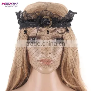 Mesh Crown Chain Christmas Black Lace Sale Party Mask For Women thumbnail-1