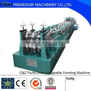 PLC Control Automatic Steel Cee Zee Purlin Interchangeable Roll Forming Machine thumbnail-1