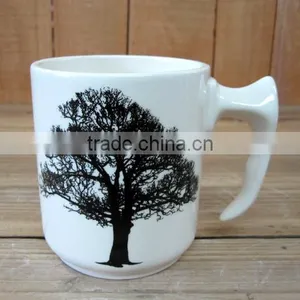 White Ceramic Mug With Black Tree Decal for Office thumbnail-1