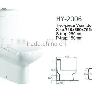 Ceramic Washdown Chinese Two Piece WC Toilet thumbnail-2