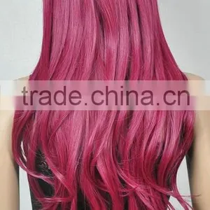 Red Long Straight and Little Curls Women Wig Lady Cosplay Wig N496 thumbnail-3