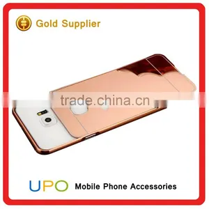 [UPO] Luxury 24K Gold Metal Aluminum Bumper Ultra-thin Back Mirror Back Cover Case for Samsung Galaxy s6 Edge Mirror Case thumbnail-1