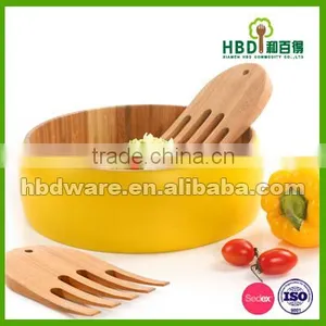 High Quality Painted Bamboo Salad Bowl With Server Wholesale thumbnail-1