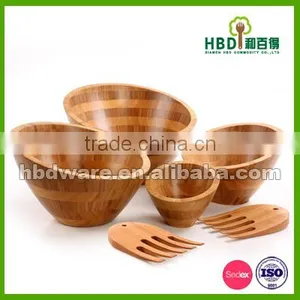 High Quality Hot Selling Bamboo Bowl Set, Bamboo Salad Bowl Set Wholesale thumbnail-4