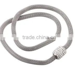 KS16773-K Top Sale Women's Stainless Steel Magnet Clasp Mesh Crystal Jewelry Sets thumbnail-2