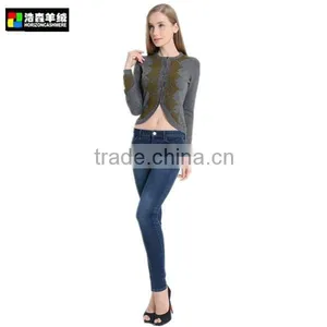 Brown Dew of Navel Long Sleeve Cardigan, Brown Sexy Cashmere Cardigan thumbnail-1