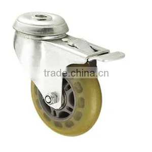 Top Hole PU Brake Caster Wheel With 3 Inch thumbnail-2