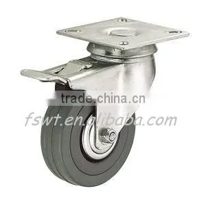 Industrial Gray PVC Caster Wheel With Total Brake thumbnail-2