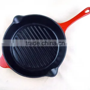 Enamel Cast Iron Paella Fry Pans With Long Handle Support thumbnail-1