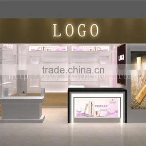 Wooden Material Nail Kiosk Display Showcase With Led Light Box for Showroom thumbnail-2