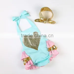 2016 Top Quality Baby Onsie Baby Romper Sparkle Heart Bubble Rompers for Girls Made in China thumbnail-4
