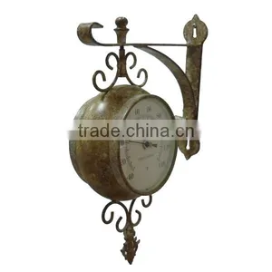 Double Face Outdoor Metal Thermometer Rotating Wall Clock thumbnail-6