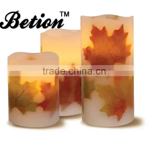 Flameless LED Candle 3-Piece Flameless LED Harvest Pillar Candles Set thumbnail-1