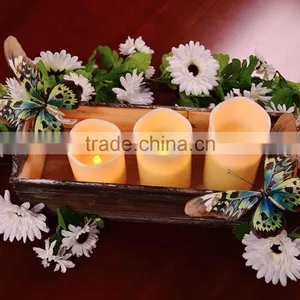 Flameless Wax Candles Yellow Flicking Paraffin Candles With Remote Control Set of 3 Led Real Wax Candles for Home Deocoration thumbnail-6