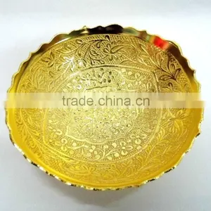 Beautiful Gift Item, Return Gift, Home and Garden Decoration Brass Gold Plated Bowl thumbnail-1