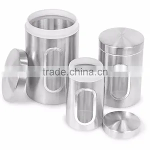 3PCS Kitchen Food Coffee Tea Sugar Flour Stainless Steel Storage Canisters thumbnail-4