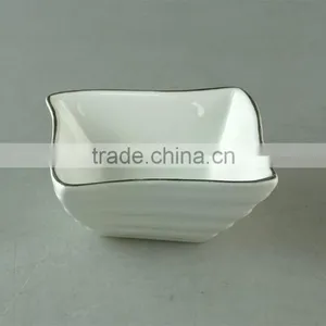 Wholesale Stock White Rectangle Ceramic Dish With Silver Line in Good Quality and Reasonable Price thumbnail-1