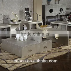 2016 Modern Design Removable Stylish New Center Table Coffee Table Covered by PU for Stainless Steel Furniture thumbnail-1