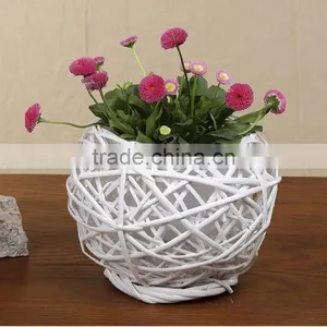 Factory Directly Supply Artificial Flower Basket Decoration Wicker Flowerpot thumbnail-4