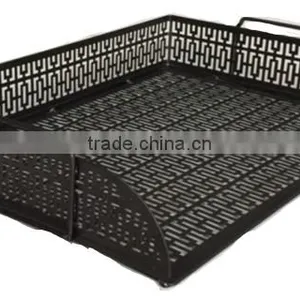 Black Metal Punched Document Tray With Handles thumbnail-2