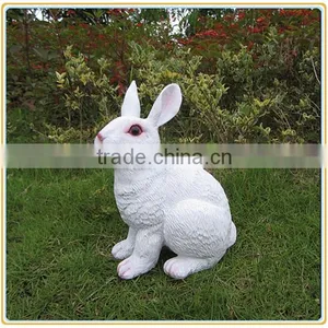 Customized 2016 Christmas Garden Decor Life Like Poly Stone White Rabbit Statue thumbnail-3