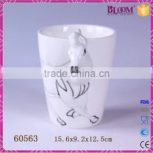Modern Simple Ceramic Horse Animal White Coffee Mug thumbnail-2