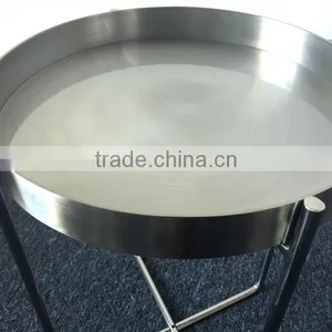 High Quality Metal Color Stainless Steel Folding End Table With Glass Top thumbnail-3