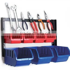 7 Bin Storage Rack,7plastic Storage Bin Kit and Tool Holder ,7pcs Wall Mounted Storage Bin Rack With Magnetic Strip (202718) thumbnail-1