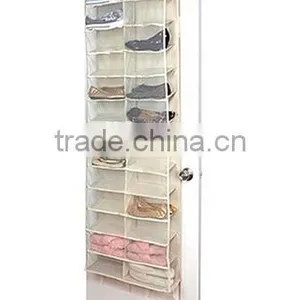 26 Pocket Hanging Over the Door Shoe Organizer With 3 Hooks thumbnail-2