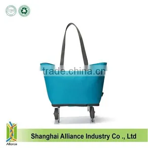 Foldable Collapsible Rolling Wheeled Shopping Market Trolley Cart thumbnail-2